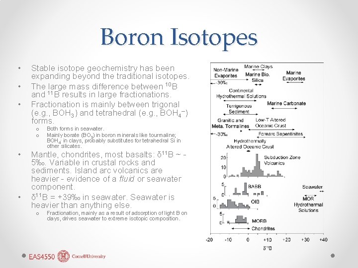 Boron Isotopes • • • Stable isotope geochemistry has been expanding beyond the traditional