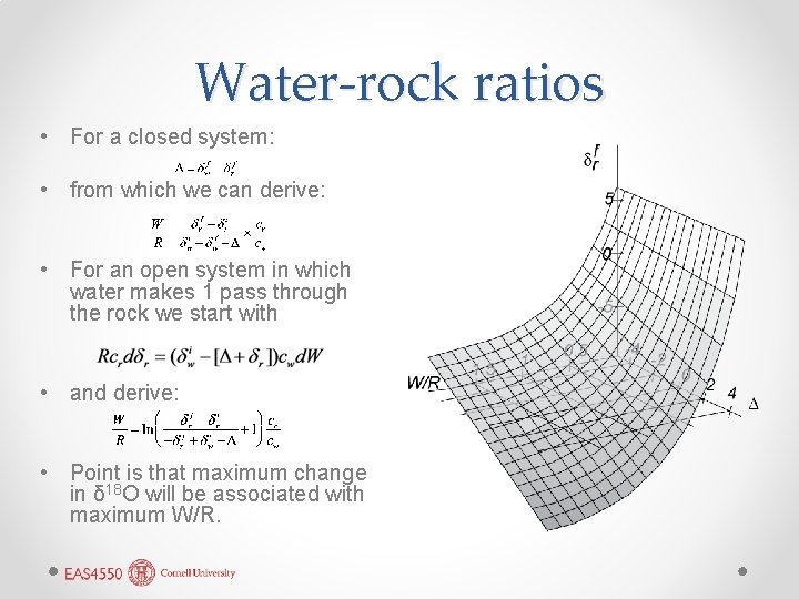 Water-rock ratios • For a closed system: • from which we can derive: •