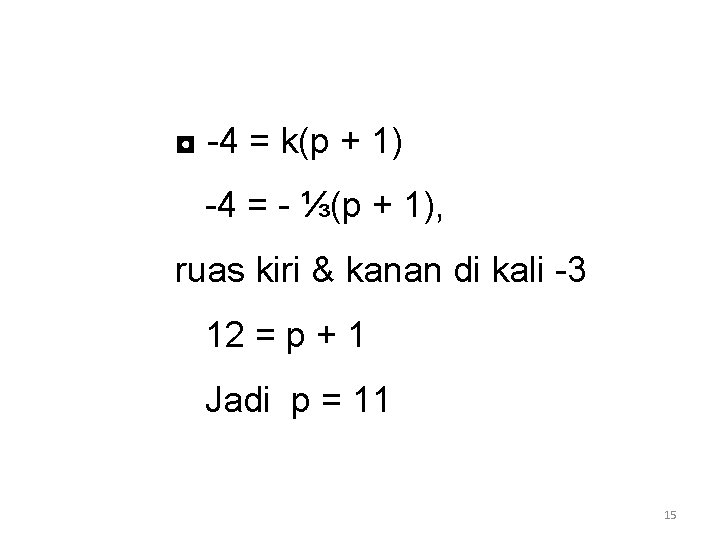 ◘ -4 = k(p + 1) -4 = - ⅓(p + 1), ruas kiri