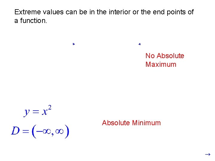 Extreme values can be in the interior or the end points of a function.