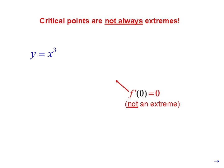 Critical points are not always extremes! (not an extreme) 