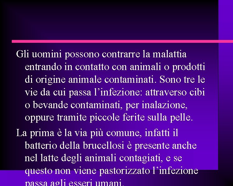 Gli uomini possono contrarre la malattia entrando in contatto con animali o prodotti di