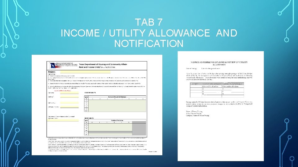 TAB 7 INCOME / UTILITY ALLOWANCE AND NOTIFICATION 