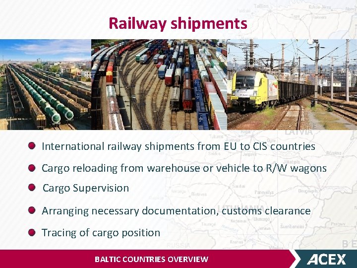 Railway shipments International railway shipments from EU to CIS countries Cargo reloading from warehouse