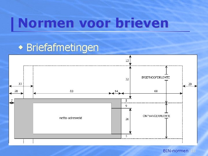 Normen voor brieven w Briefafmetingen BIN-normen 18 