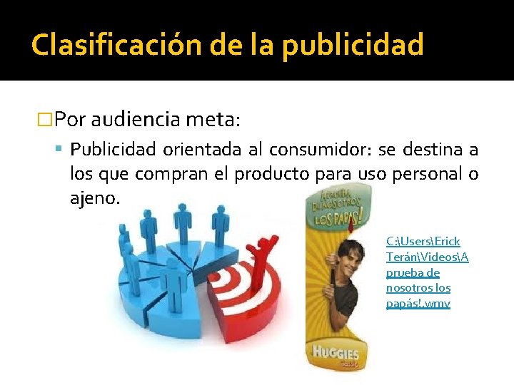 Clasificación de la publicidad �Por audiencia meta: Publicidad orientada al consumidor: se destina a