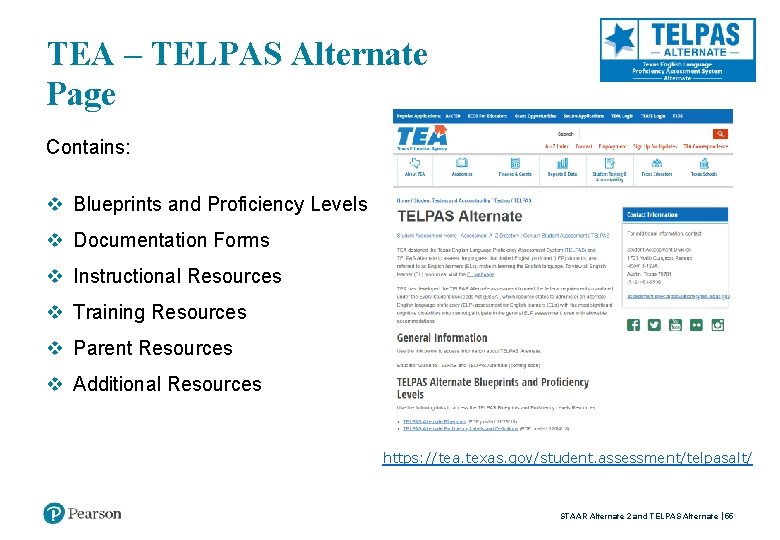 TEA – TELPAS Alternate Page Contains: v Blueprints and Proficiency Levels v Documentation Forms