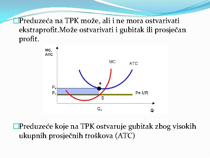 �Preduzeća na TPK može, ali i ne mora ostvarivati ekstraprofit. Može ostvarivati i gubitak