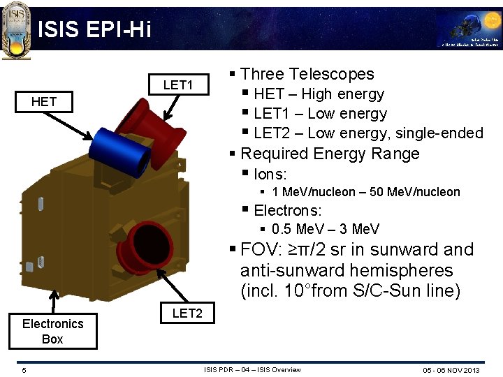 ISIS EPI-Hi Solar Probe Plus A NASA Mission to Touch the Sun LET 1