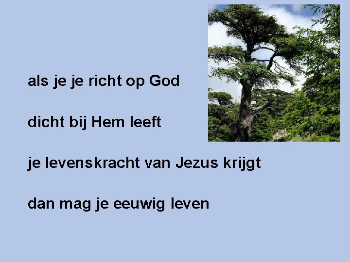 als je je richt op God dicht bij Hem leeft je levenskracht van Jezus