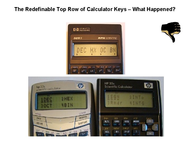 The Redefinable Top Row of Calculator Keys – What Happened? 