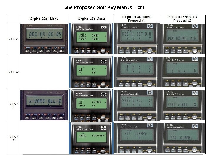 35 s Proposed Soft Key Menus 1 of 6 