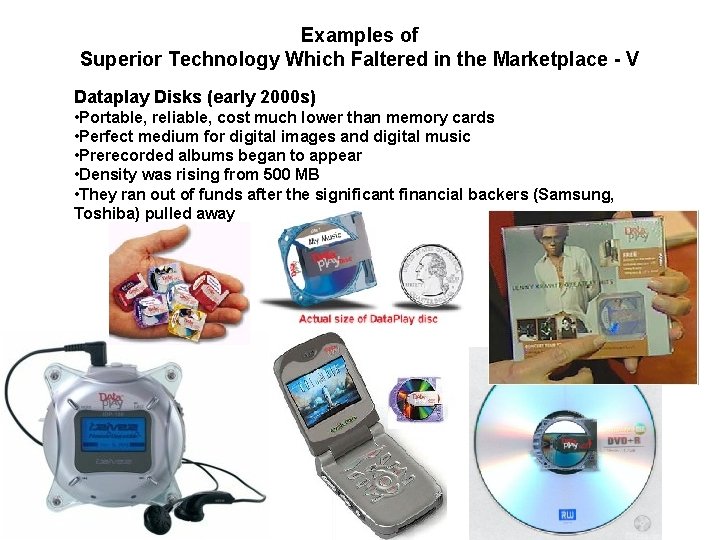 Examples of Superior Technology Which Faltered in the Marketplace - V Dataplay Disks (early