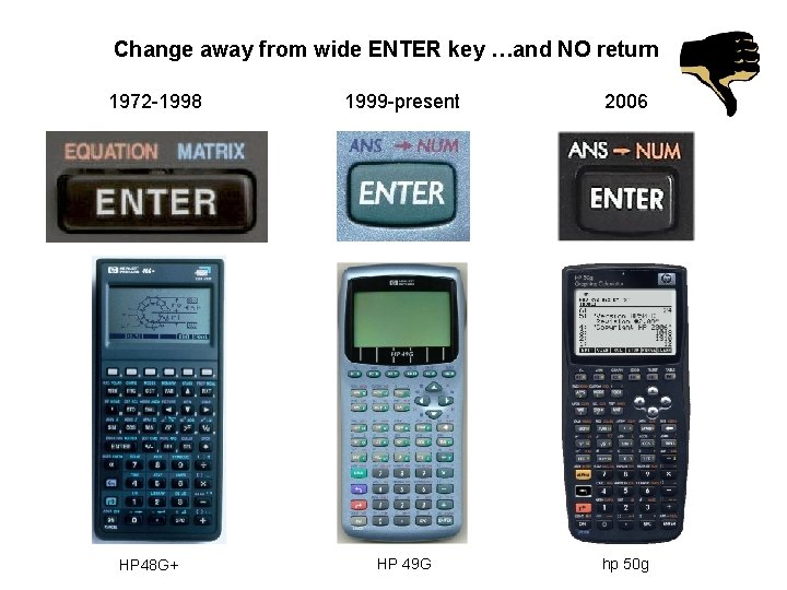 Change away from wide ENTER key …and NO return 1972 -1998 HP 48 G+