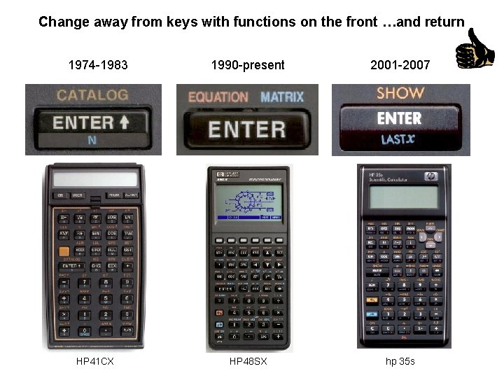 Change away from keys with functions on the front …and return 1974 -1983 1990