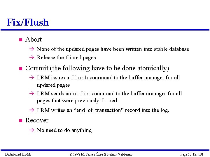 Fix/Flush Abort None of the updated pages have been written into stable database Release