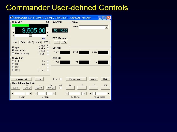 Commander User-defined Controls 