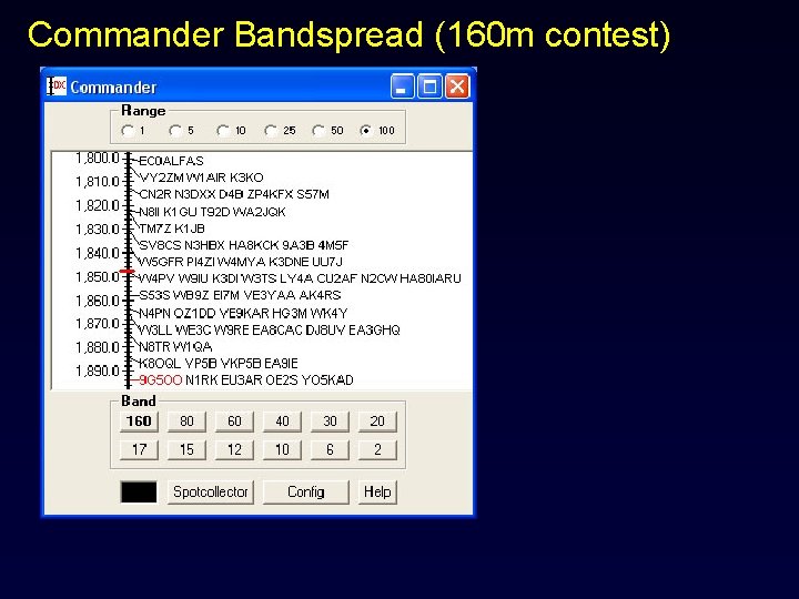 Commander Bandspread (160 m contest) 