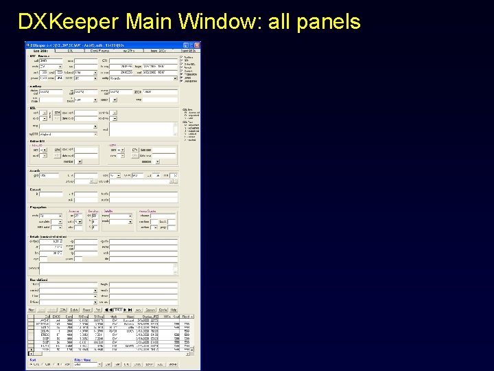 DXKeeper Main Window: all panels 