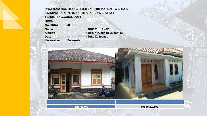 PROGRAM BANTUAN STIMULAN PERUMAHAN SWADAYA KABUPATEN KUNINGAN PROVINSI JAWA BARAT TAHUN ANGGARAN 2013 UKP