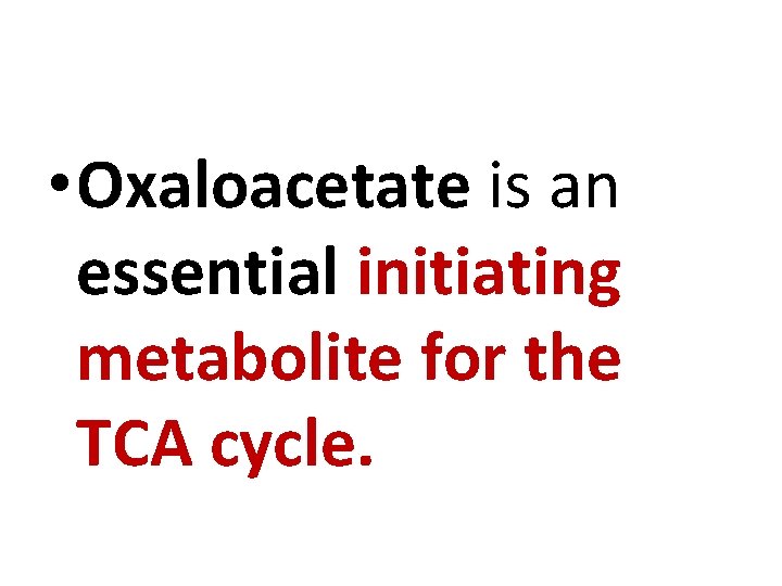  • Oxaloacetate is an essential initiating metabolite for the TCA cycle. 