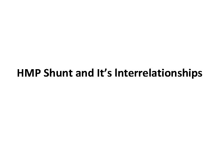  HMP Shunt and It’s lnterrelationships 