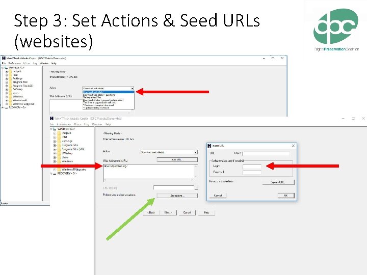 Step 3: Set Actions & Seed URLs (websites) 