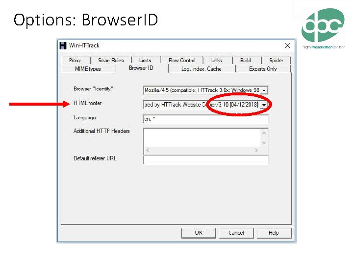 Options: Browser. ID 