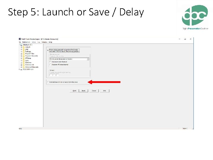 Step 5: Launch or Save / Delay 