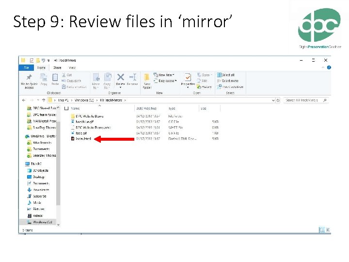 Step 9: Review files in ‘mirror’ 