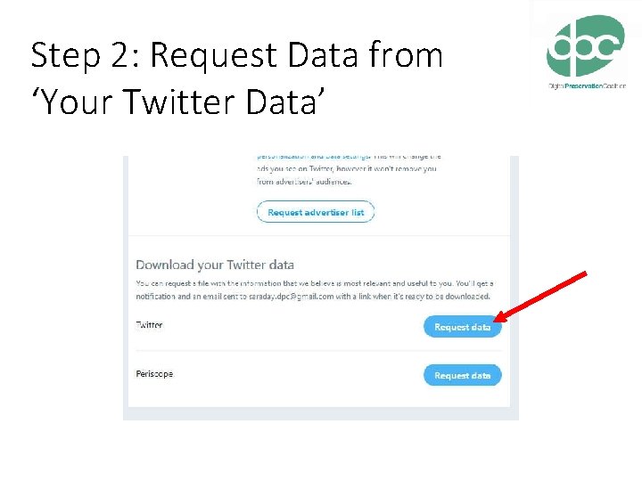 Step 2: Request Data from ‘Your Twitter Data’ 