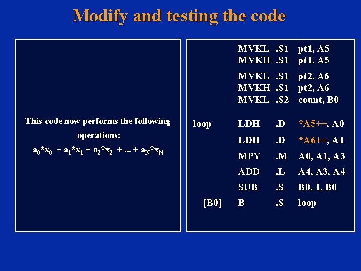 Modify and testing the code MVKL. S 1 pt 1, A 5 MVKH. S