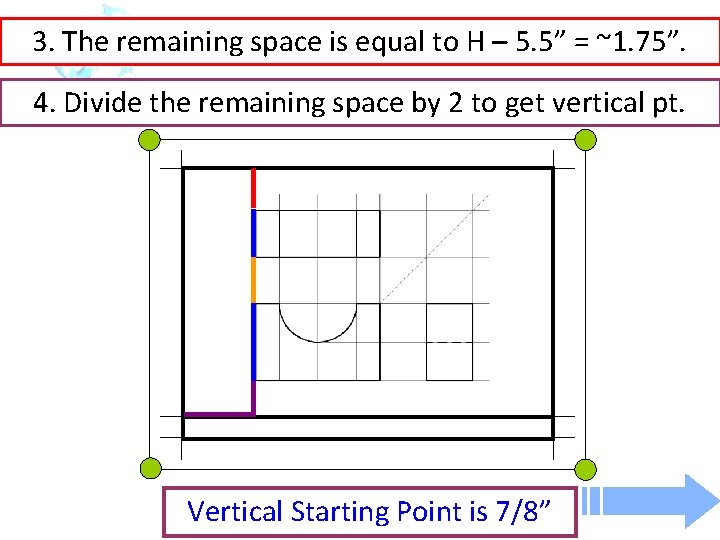 3. The remaining space is equal to H – 5. 5” = ~1. 75”.