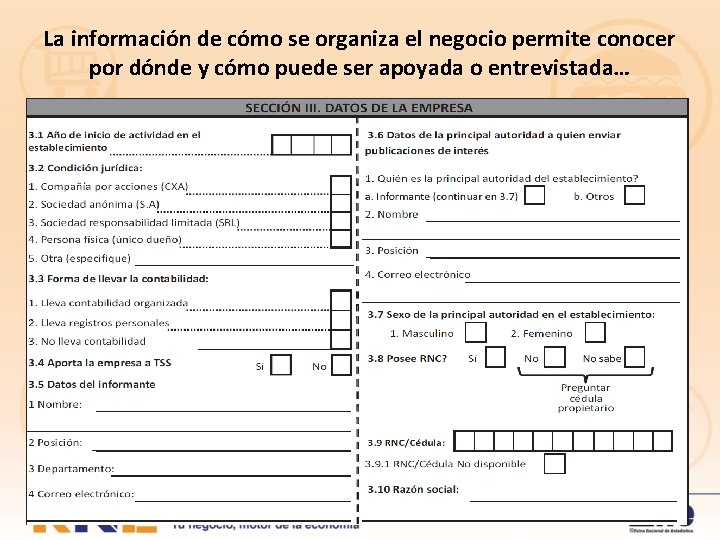 La información de cómo se organiza el negocio permite conocer por dónde y cómo