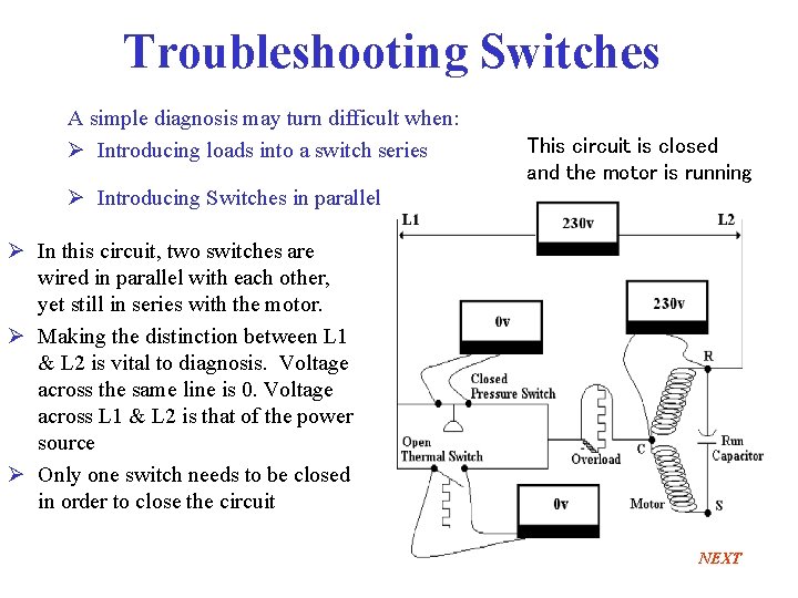 Troubleshooting Switches A simple diagnosis may turn difficult when: Ø Introducing loads into a