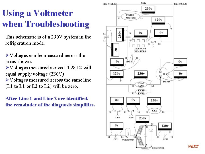 Using a Voltmeter when Troubleshooting This schematic is of a 230 V system in