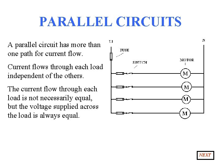 PARALLEL CIRCUITS A parallel circuit has more than one path for current flow. Current
