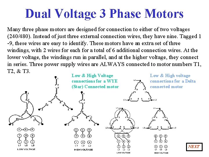 Dual Voltage 3 Phase Motors Many three phase motors are designed for connection to