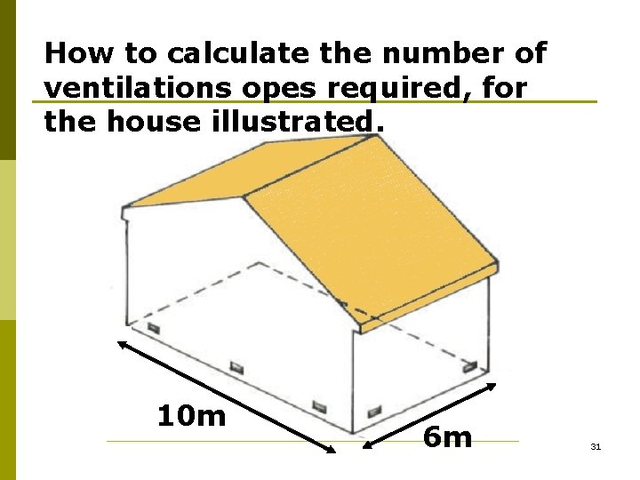 How to calculate the number of ventilations opes required, for the house illustrated. 10