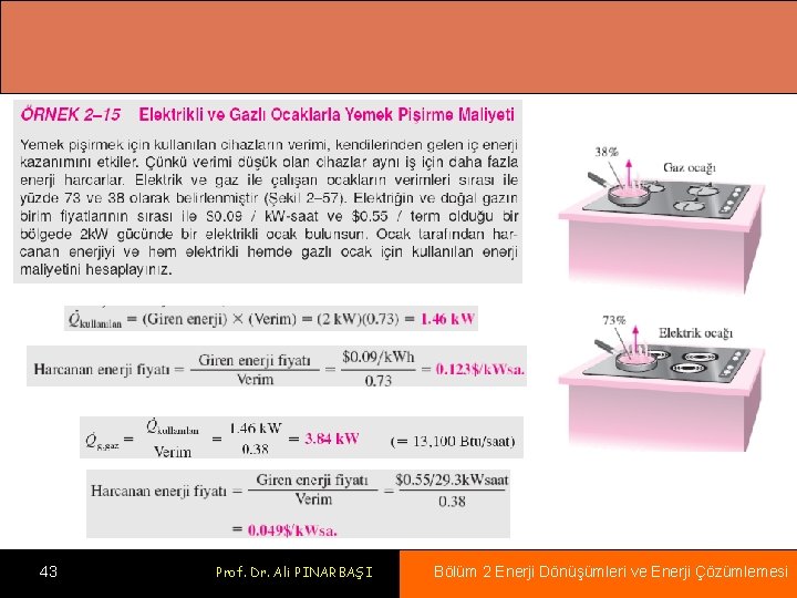 43 Prof. Dr. Ali PINARBAŞI Bölüm 2 Enerji Dönüşümleri ve Enerji Çözümlemesi 
