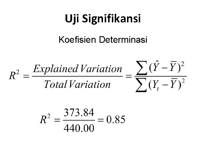 Uji Signifikansi Koefisien Determinasi 