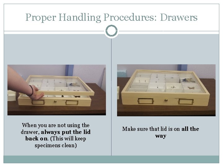 Proper Handling Procedures: Drawers When you are not using the drawer, always put the