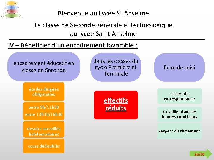 Bienvenue au Lycée St Anselme La classe de Seconde générale et technologique au lycée