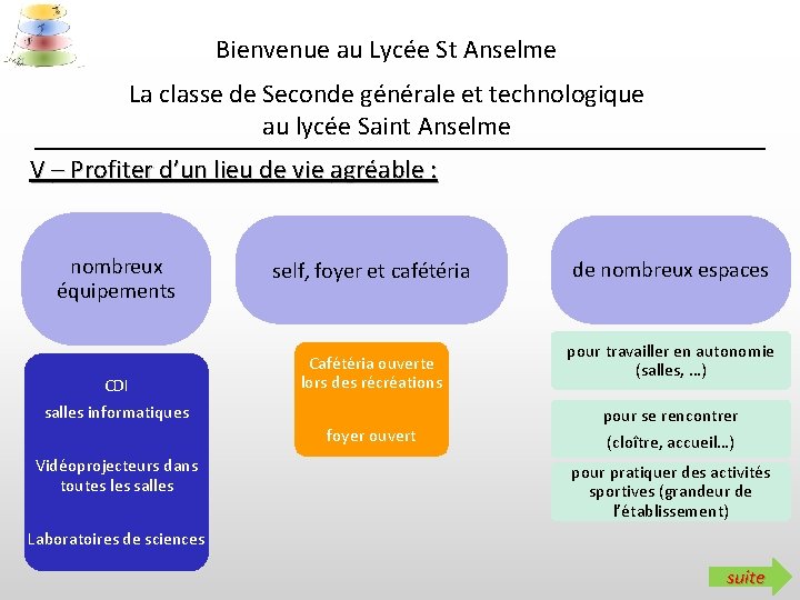 Bienvenue au Lycée St Anselme La classe de Seconde générale et technologique au lycée