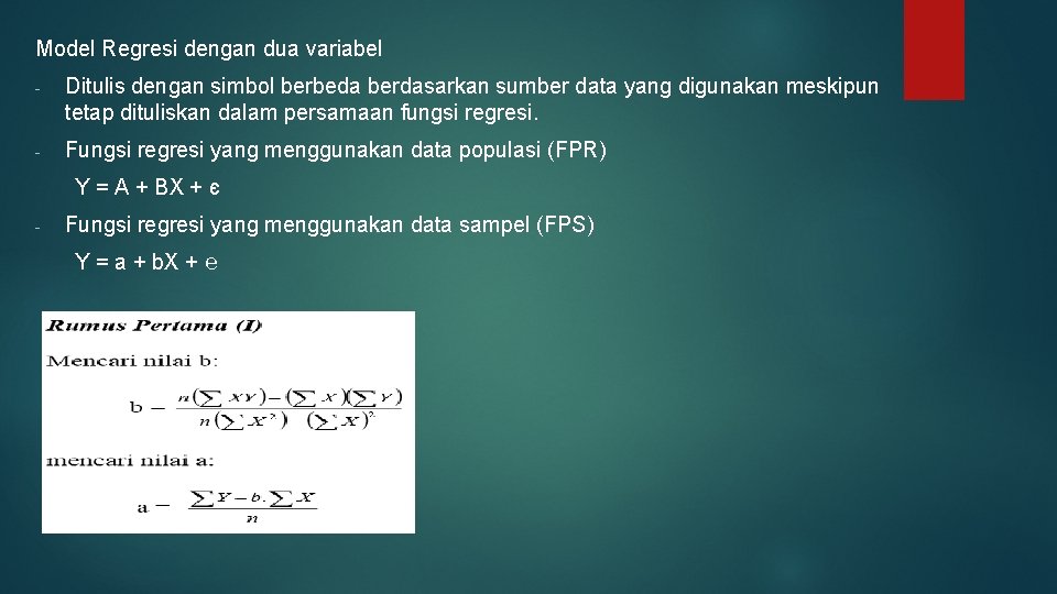 Model Regresi dengan dua variabel - Ditulis dengan simbol berbeda berdasarkan sumber data yang