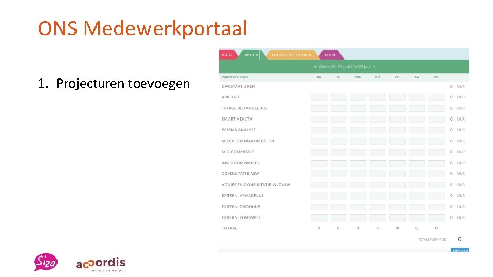 ONS Medewerkportaal 1. Projecturen toevoegen 