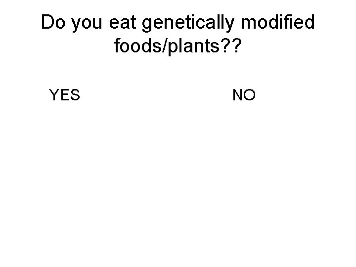 Do you eat genetically modified foods/plants? ? YES NO 