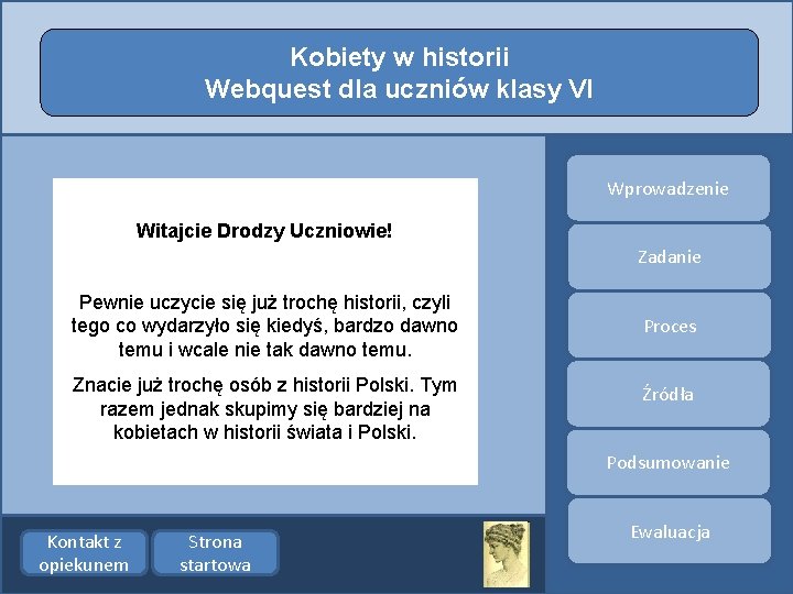 Kobiety w historii Webquest dla uczniów klasy VI Wprowadzenie Witajcie Drodzy Uczniowie! Zadanie Pewnie