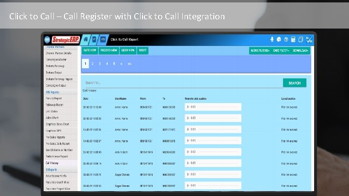  Click to Call – Call Register with Click to Call Integration 