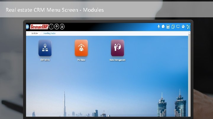 Real estate CRM Menu Screen - Modules 